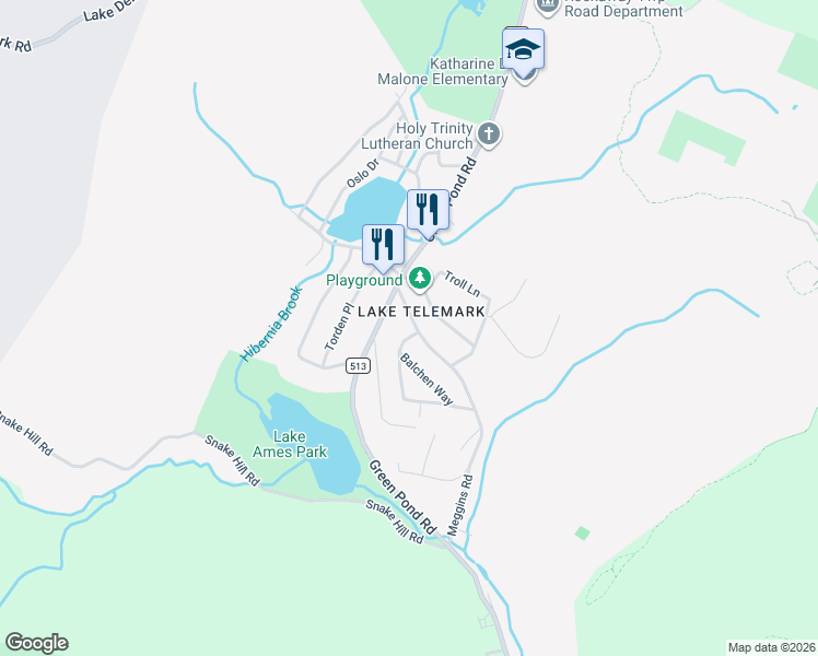 map of restaurants, bars, coffee shops, grocery stores, and more near 2 Lindberg Trail in Rockaway Township