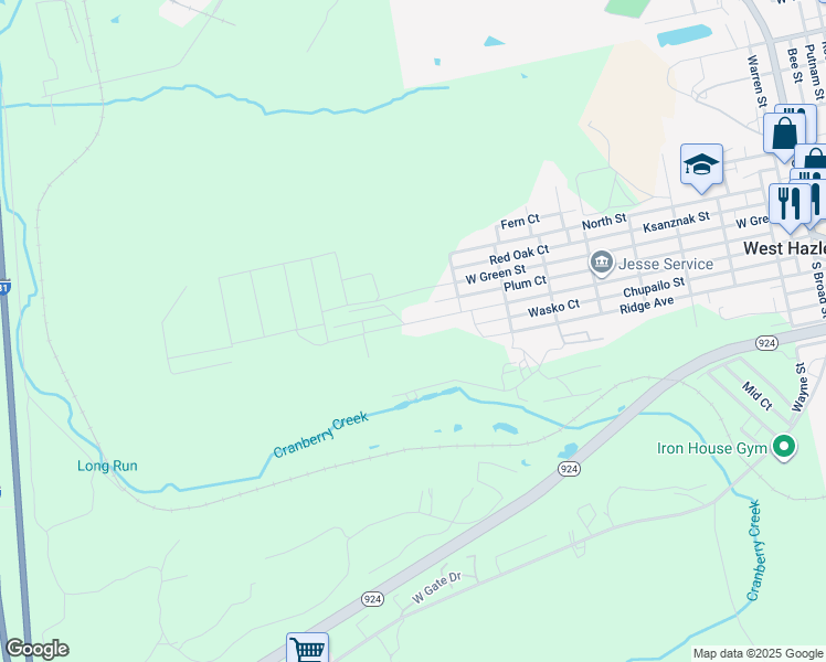 map of restaurants, bars, coffee shops, grocery stores, and more near 1004 Winters Avenue in Luzerne County