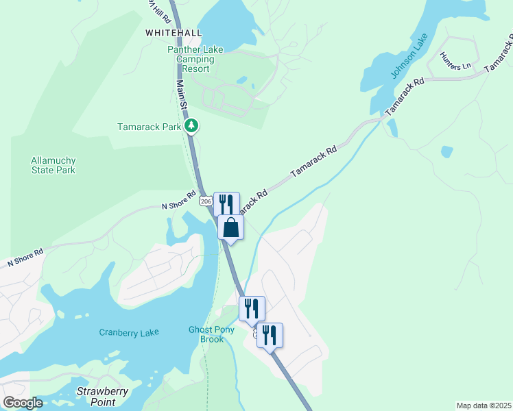 map of restaurants, bars, coffee shops, grocery stores, and more near 8 Tamarack Road in Byram Township
