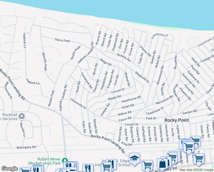 map of restaurants, bars, coffee shops, grocery stores, and more near 86 Jute Road in Rocky Point