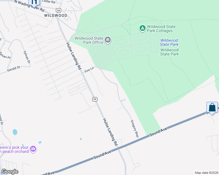 map of restaurants, bars, coffee shops, grocery stores, and more near 87 Fire Lane in Wading River