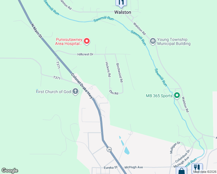 map of restaurants, bars, coffee shops, grocery stores, and more near 41 Dutch Lane in Punxsutawney