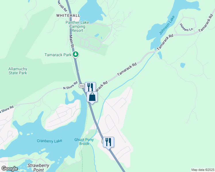 map of restaurants, bars, coffee shops, grocery stores, and more near 8 Tamarack Road in Byram Township