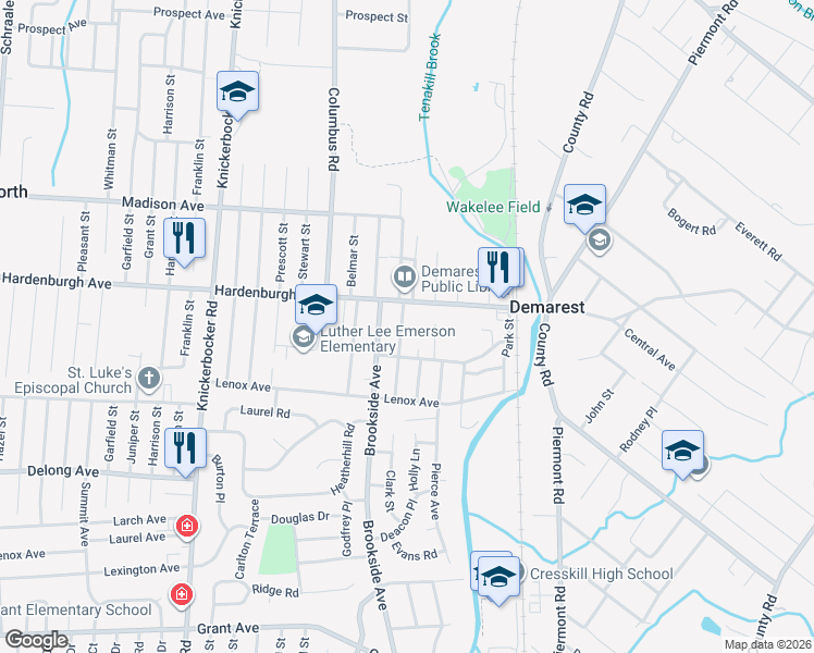 map of restaurants, bars, coffee shops, grocery stores, and more near 35 Stelfox Street in Demarest