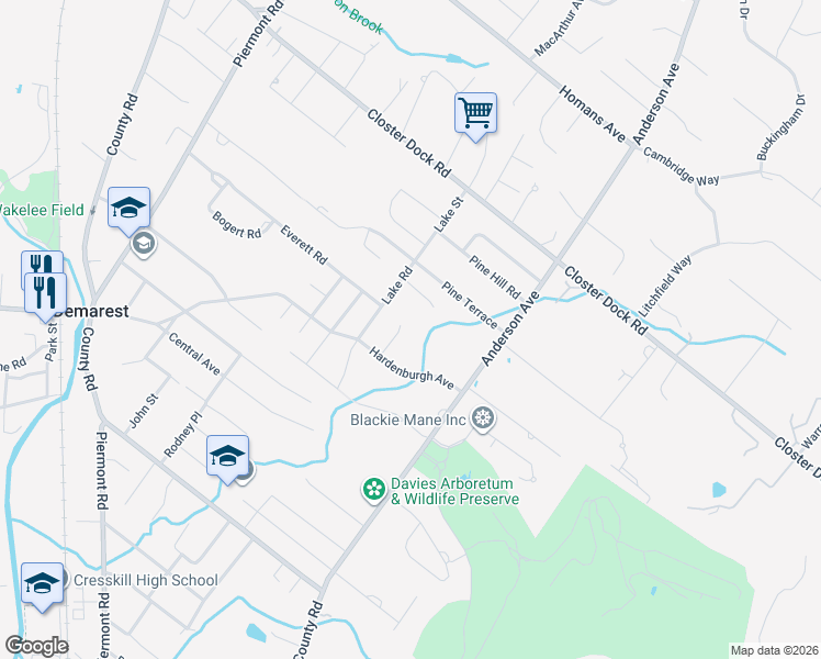 map of restaurants, bars, coffee shops, grocery stores, and more near 292 Hardenburgh Avenue in Demarest
