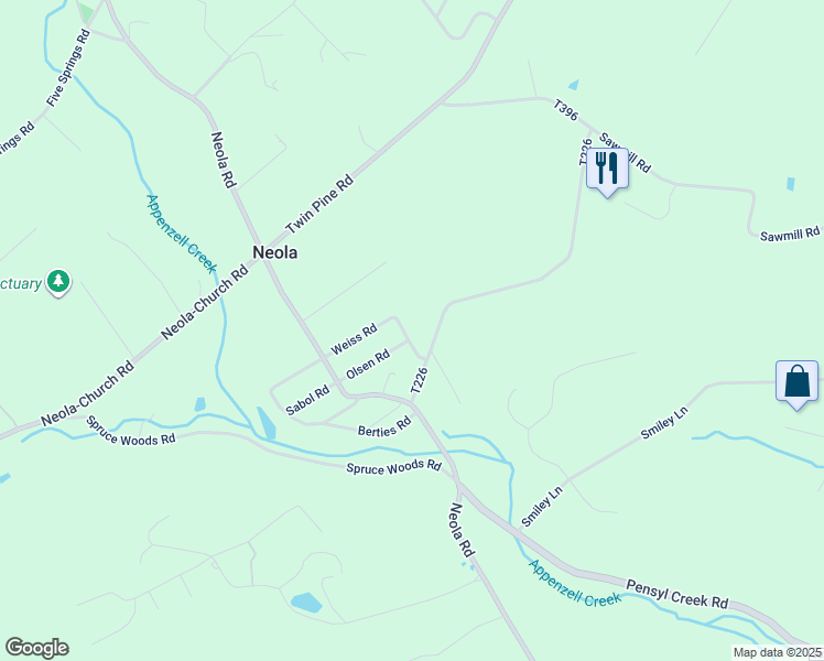 map of restaurants, bars, coffee shops, grocery stores, and more near 241 Weiss Road in Stroudsburg