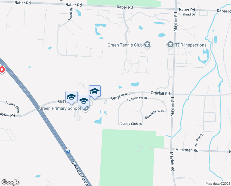 map of restaurants, bars, coffee shops, grocery stores, and more near 2409-2413 Graybill Road in Uniontown