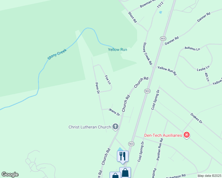 map of restaurants, bars, coffee shops, grocery stores, and more near 2 Fox Lane in Jim Thorpe