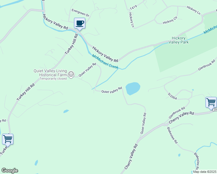 map of restaurants, bars, coffee shops, grocery stores, and more near 421 Quiet Valley Road in Stroudsburg