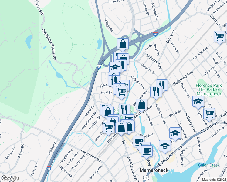 map of restaurants, bars, coffee shops, grocery stores, and more near 820 Mamaroneck Avenue in Mamaroneck
