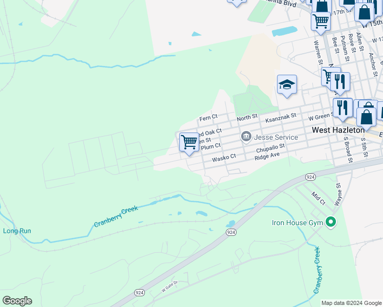 map of restaurants, bars, coffee shops, grocery stores, and more near 818 Winters Avenue in Luzerne County
