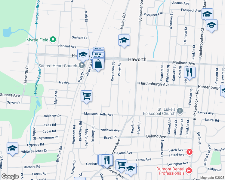 map of restaurants, bars, coffee shops, grocery stores, and more near 75 Owatonna Street in Haworth