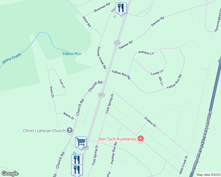 map of restaurants, bars, coffee shops, grocery stores, and more near 2 Cold Spring Drive in Jim Thorpe