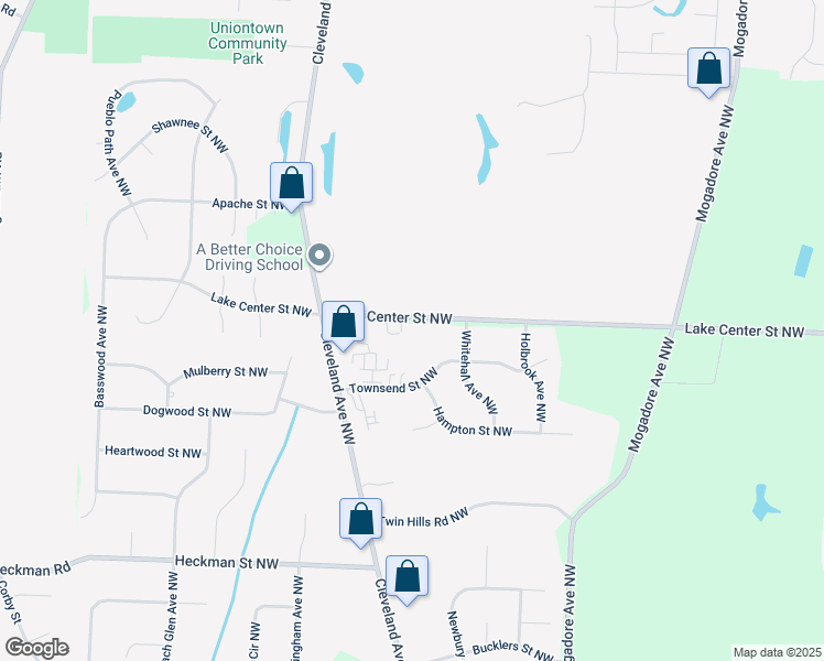 map of restaurants, bars, coffee shops, grocery stores, and more near 11774 Fairwynde Circle Northwest in Uniontown