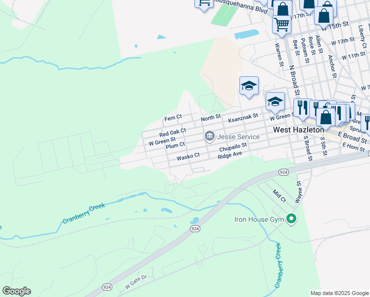map of restaurants, bars, coffee shops, grocery stores, and more near 701 Winters Avenue in Luzerne County