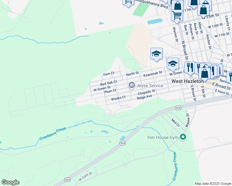 map of restaurants, bars, coffee shops, grocery stores, and more near 701 Winters Avenue in Luzerne County