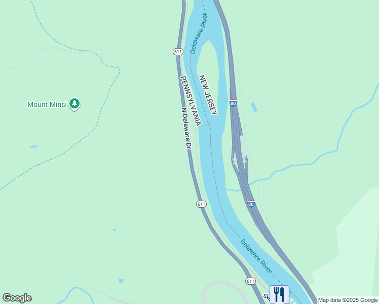map of restaurants, bars, coffee shops, grocery stores, and more near South Delaware Drive in Bangor