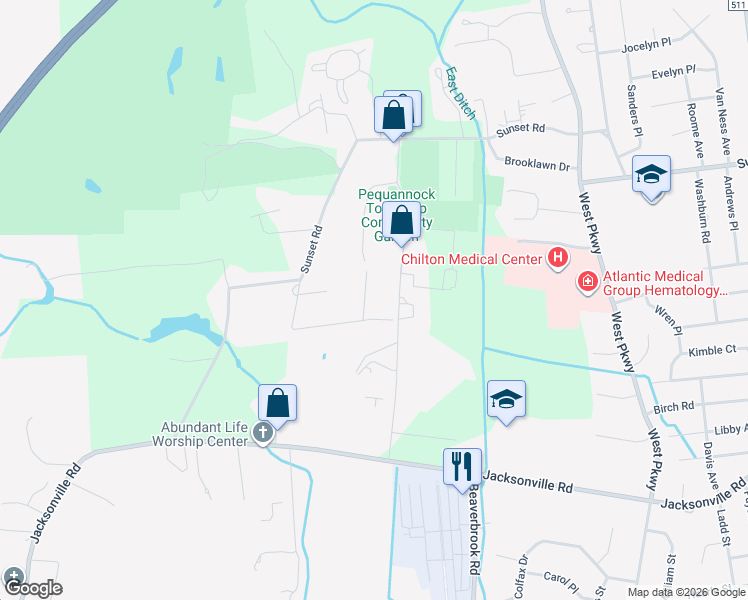 map of restaurants, bars, coffee shops, grocery stores, and more near 4 Van Alen Place in Pequannock Township