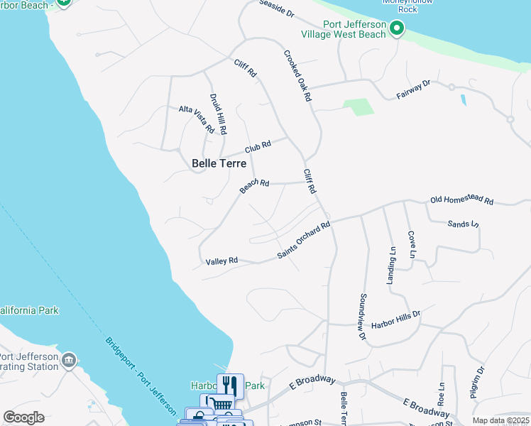 map of restaurants, bars, coffee shops, grocery stores, and more near 19 High Path in Port Jefferson