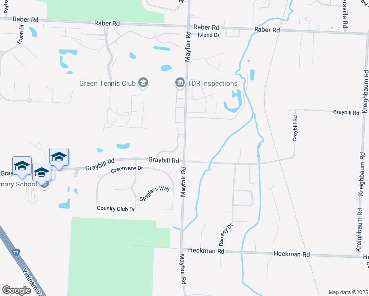 map of restaurants, bars, coffee shops, grocery stores, and more near 4048 Mayfair Road in Uniontown