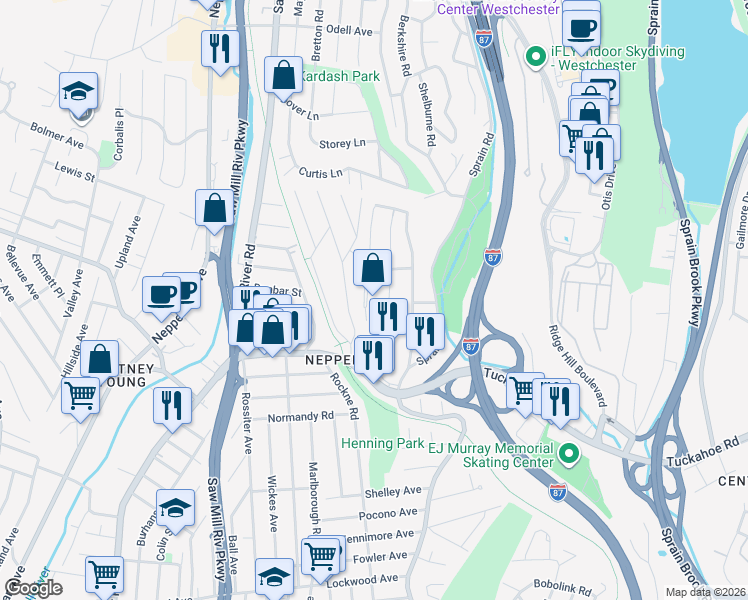 map of restaurants, bars, coffee shops, grocery stores, and more near 25 Chelsea Place in Yonkers