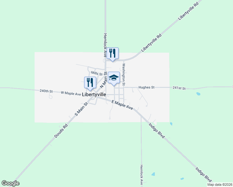 map of restaurants, bars, coffee shops, grocery stores, and more near 108-198 Washington Street in Libertyville