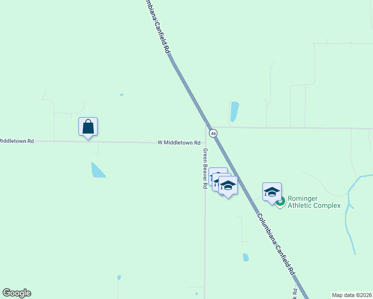 map of restaurants, bars, coffee shops, grocery stores, and more near 5075 West Middletown Road in Canfield