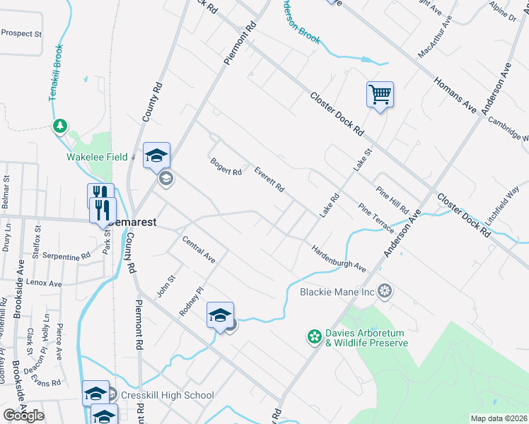map of restaurants, bars, coffee shops, grocery stores, and more near 237 Hardenburgh Avenue in Demarest