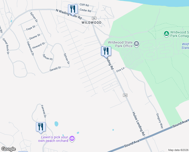 map of restaurants, bars, coffee shops, grocery stores, and more near 56 19th Street in Wading River