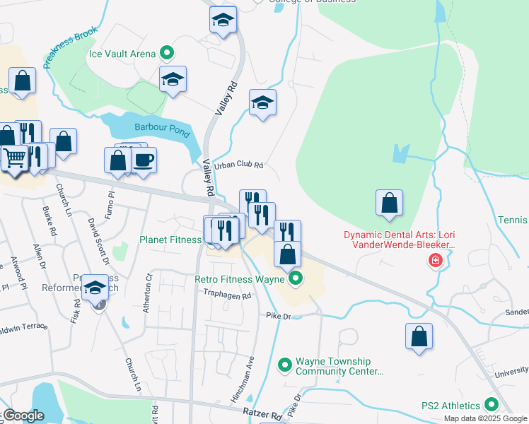 map of restaurants, bars, coffee shops, grocery stores, and more near 800 Hamburg Turnpike in Wayne