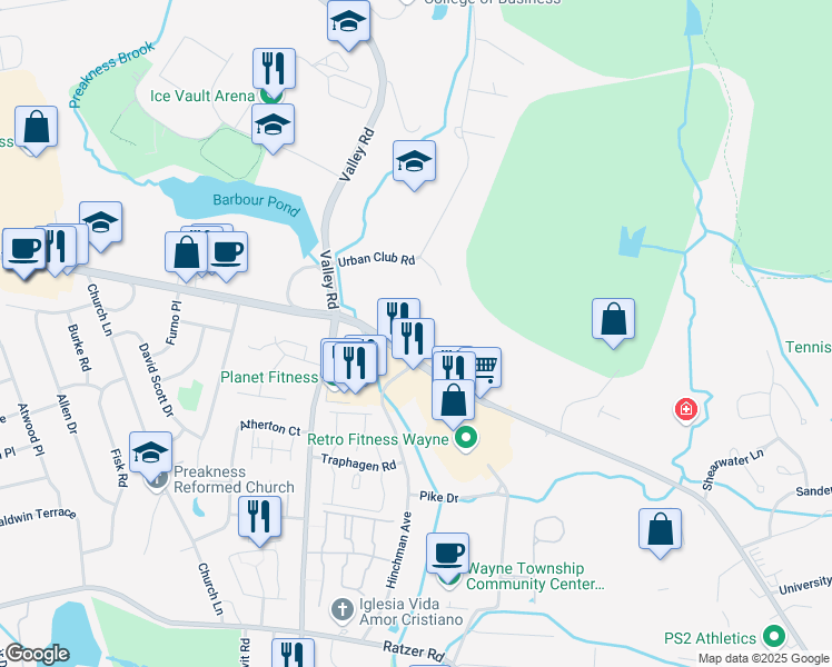 map of restaurants, bars, coffee shops, grocery stores, and more near 800 Hamburg Turnpike in Wayne