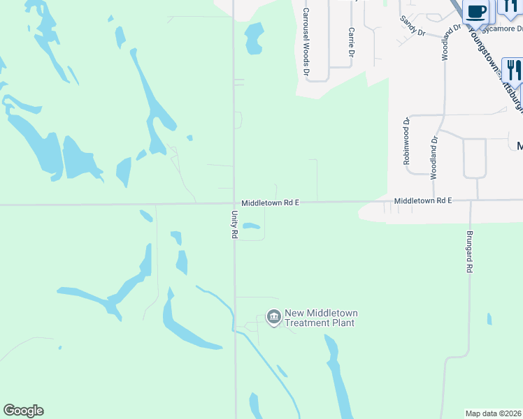 map of restaurants, bars, coffee shops, grocery stores, and more near 4081 Middletown Road East in New Middletown