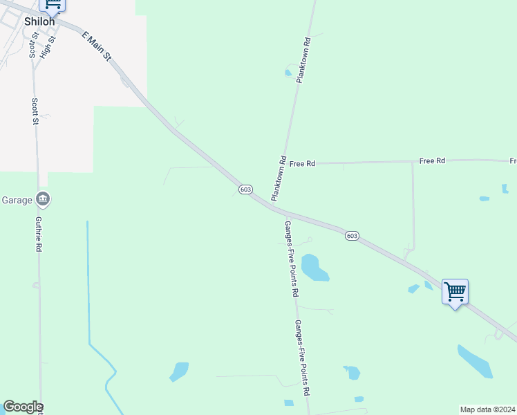 map of restaurants, bars, coffee shops, grocery stores, and more near 1861 Ohio 603 in Shiloh