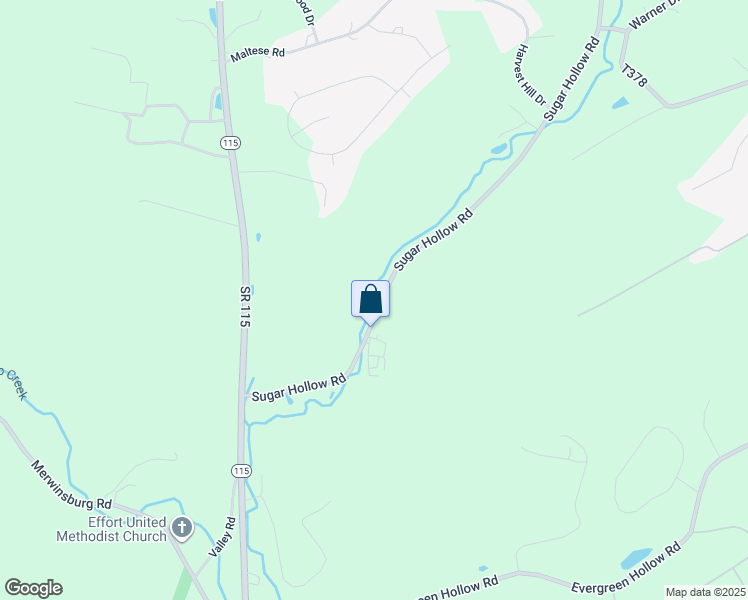 map of restaurants, bars, coffee shops, grocery stores, and more near 1708 Sugar Hollow Road in Effort