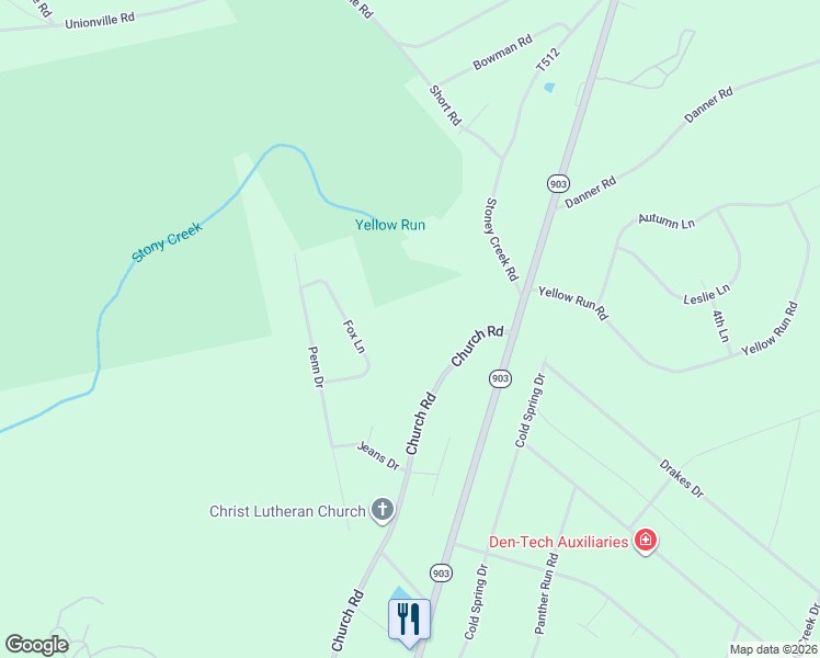 map of restaurants, bars, coffee shops, grocery stores, and more near 271 Church Road in Jim Thorpe