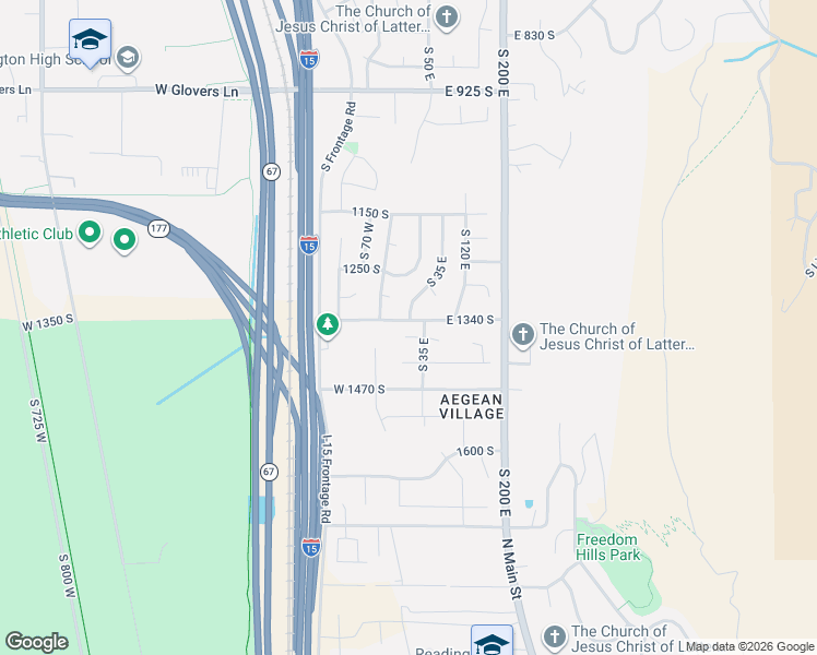 map of restaurants, bars, coffee shops, grocery stores, and more near 12 East 1340 South in Farmington