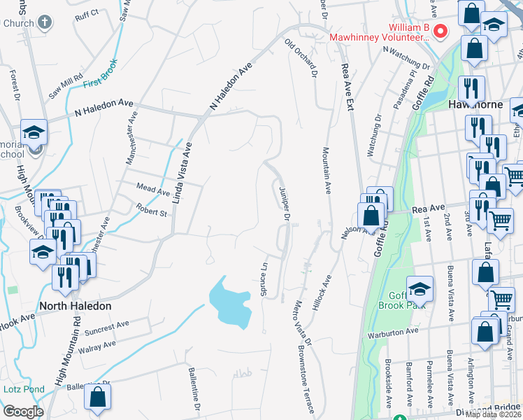 map of restaurants, bars, coffee shops, grocery stores, and more near 51 Magnolia Way in North Haledon