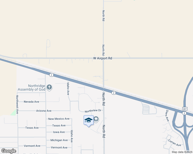 map of restaurants, bars, coffee shops, grocery stores, and more near 3048-3068 N North Rd in Grand Island