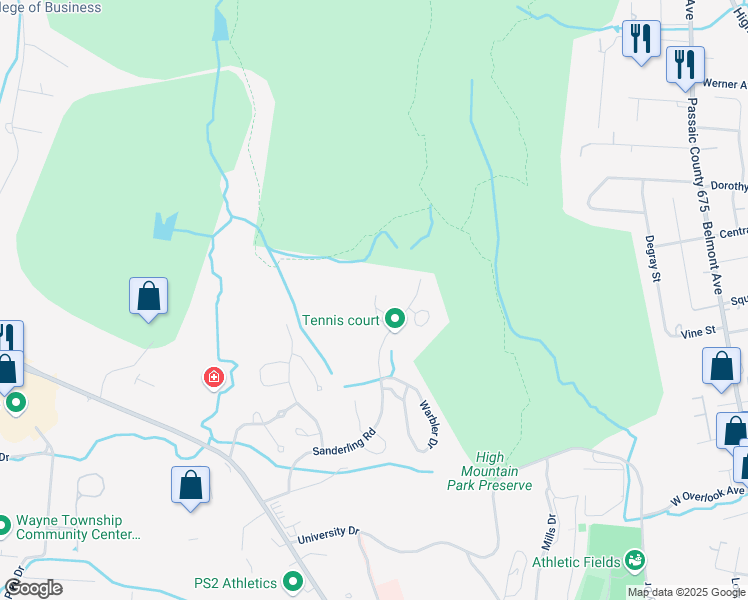 map of restaurants, bars, coffee shops, grocery stores, and more near 11 Gannet Court in Wayne