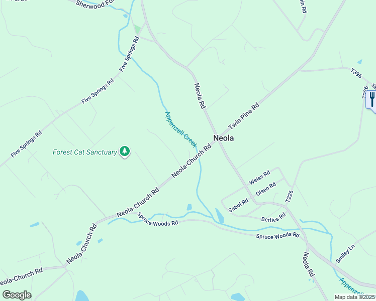 map of restaurants, bars, coffee shops, grocery stores, and more near 1231 Neola-Church Road in Stroudsburg