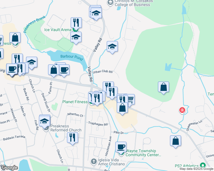 map of restaurants, bars, coffee shops, grocery stores, and more near 820 Hamburg Turnpike in Wayne