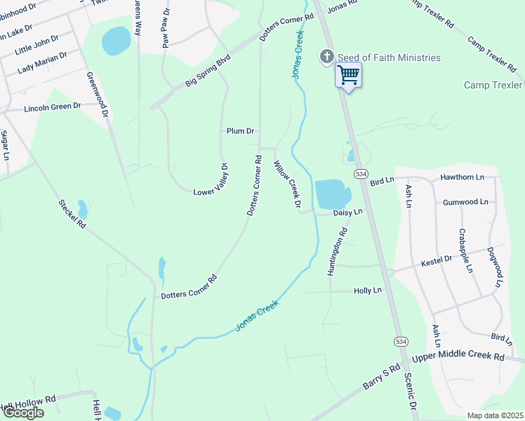 map of restaurants, bars, coffee shops, grocery stores, and more near 642 Dotters Corner Road in Kunkletown