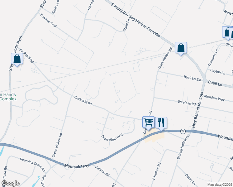map of restaurants, bars, coffee shops, grocery stores, and more near 4 Yearling Court in East Hampton