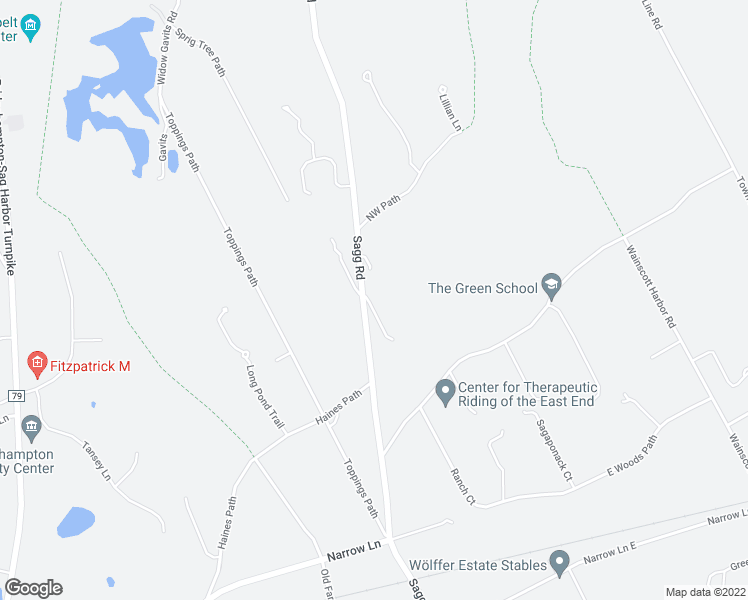map of restaurants, bars, coffee shops, grocery stores, and more near 691 Sagg Road in Sagaponack