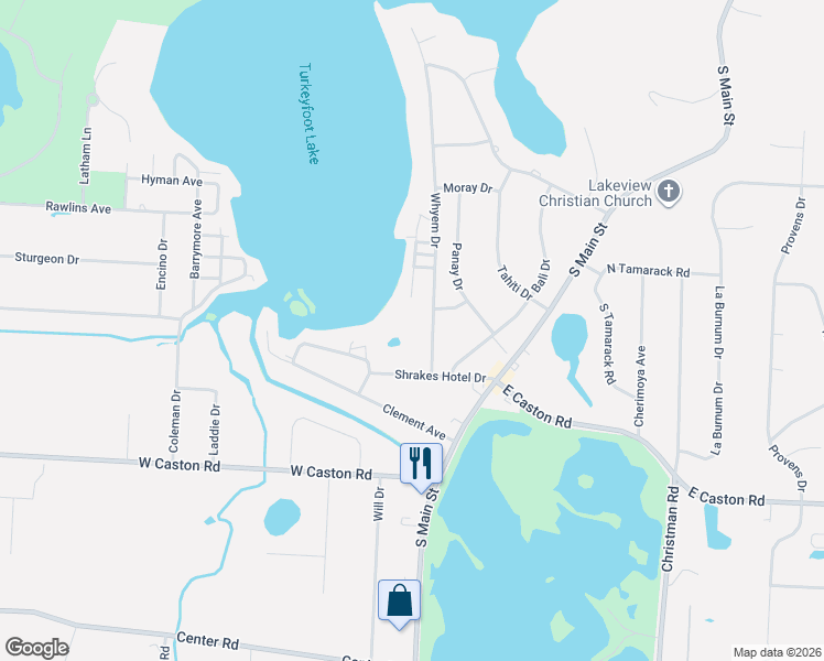 map of restaurants, bars, coffee shops, grocery stores, and more near 4816 Whyem Drive in Akron