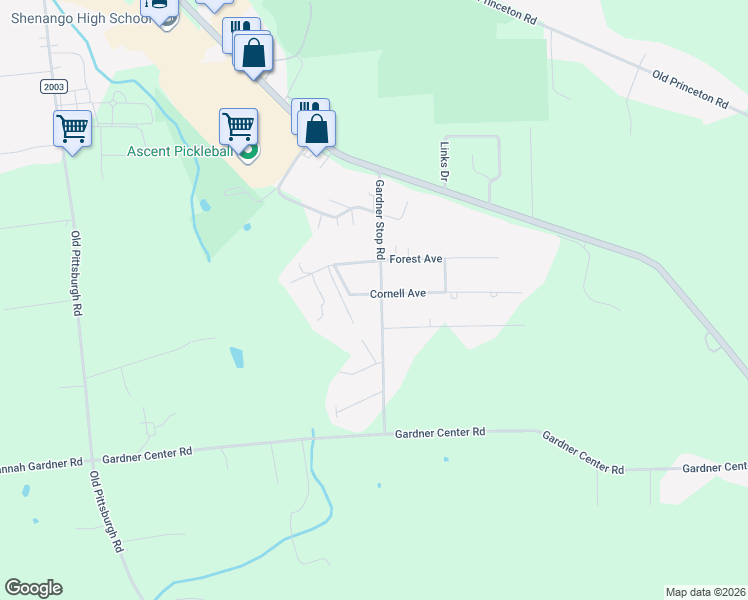 map of restaurants, bars, coffee shops, grocery stores, and more near 2710 Cornell Avenue in New Castle