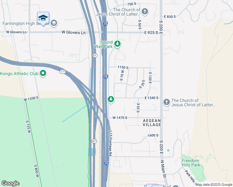 map of restaurants, bars, coffee shops, grocery stores, and more near 1313 South 110 West in Farmington