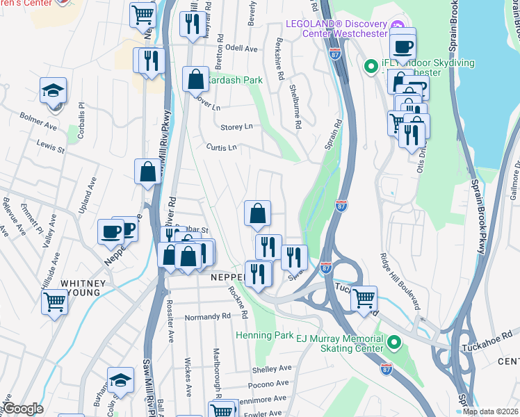 map of restaurants, bars, coffee shops, grocery stores, and more near 29 Chelsea Place in Yonkers