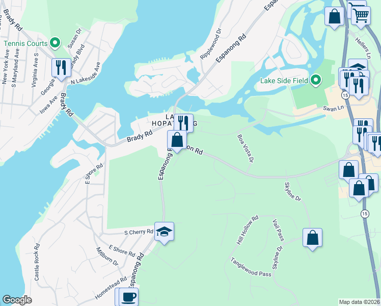 map of restaurants, bars, coffee shops, grocery stores, and more near 1 Spinnaker Way in Jefferson