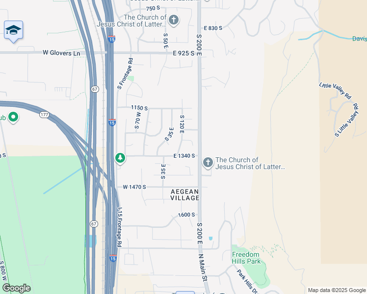 map of restaurants, bars, coffee shops, grocery stores, and more near 1303 South 120 East in Farmington